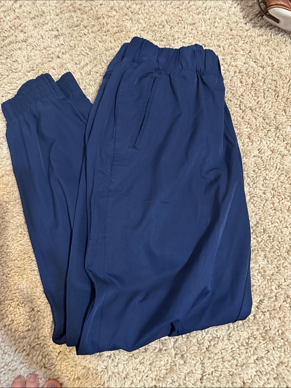 Wimens Navy Elastic-Waist nurse scrubs joggers